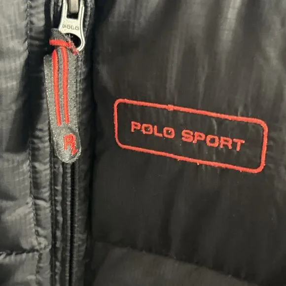 Polo Sport Ralph Lauren Down Puffer Coat Mens XXL Large Black Hood Ski Quiet Lux - Picture 3 of 6
